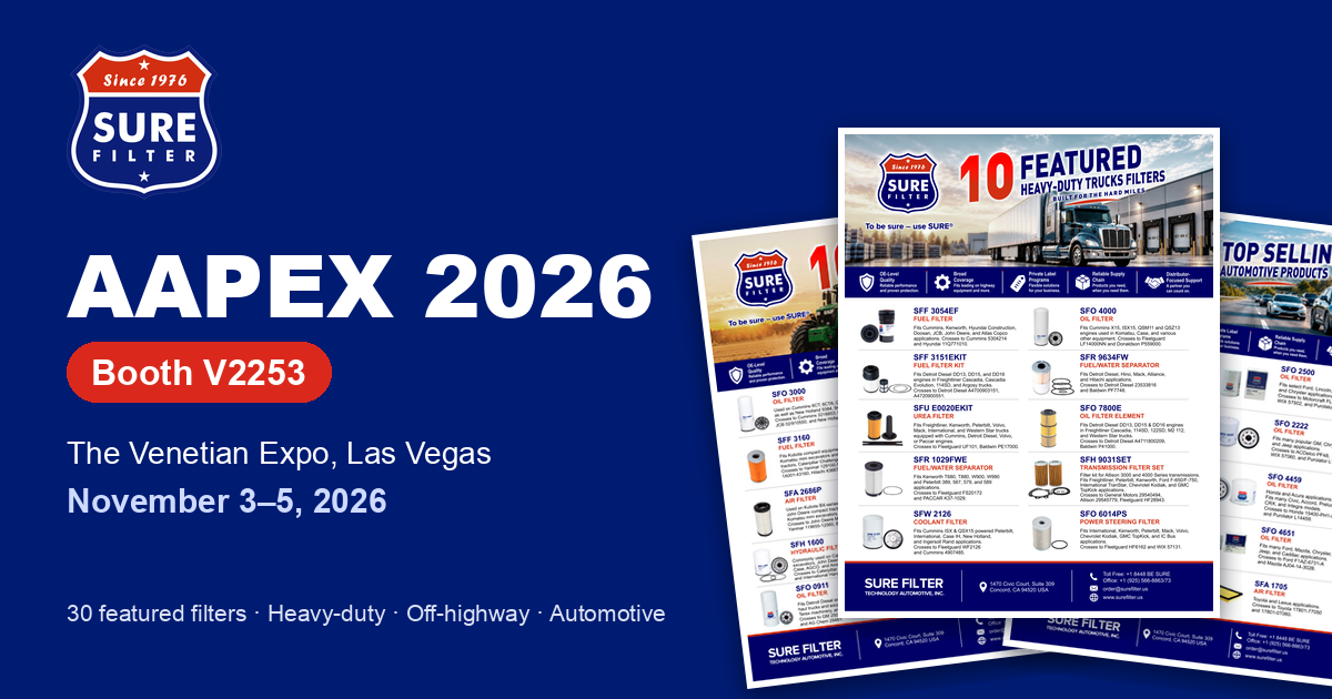 Sure Filter at AAPEX 2026, Booth V2253